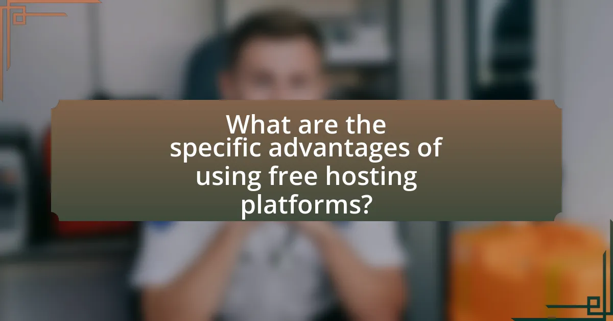 What are the specific advantages of using free hosting platforms?