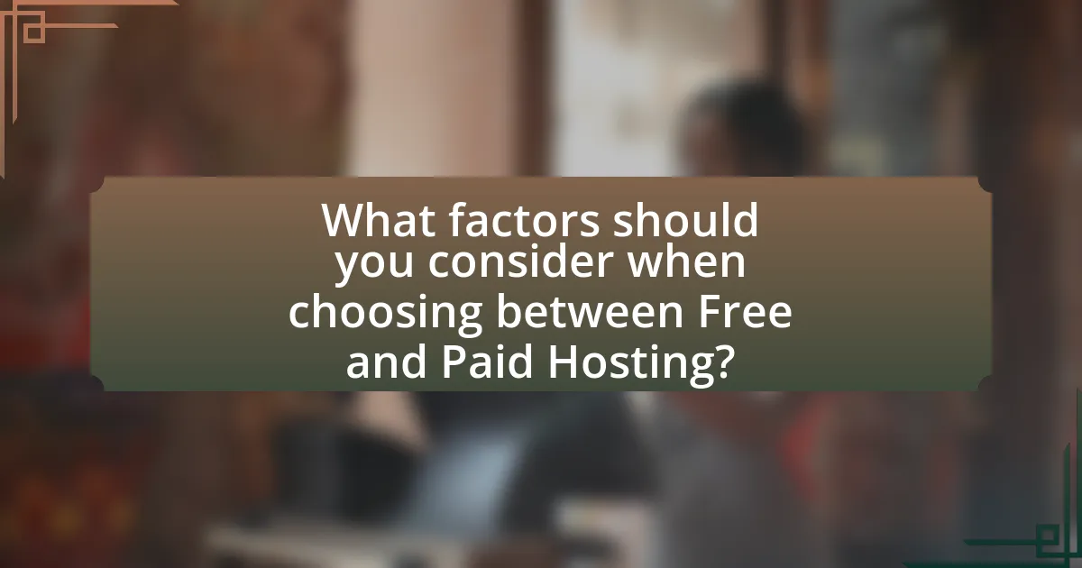 What factors should you consider when choosing between Free and Paid Hosting?
